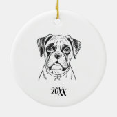 パーソナライズドボクサー犬のクリスマス セラミックオーナメント (裏面)