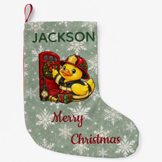 パーソナライズド消防士クリスマス ラバーダック スモールクリスマスストッキング