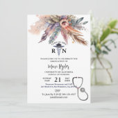 パーソナライズド看護学卒業ボホ フローラルパーティー 招待状 (スタンド正面)