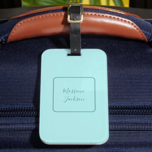 パーソナライズド薄青シンプル お名前入り ラゲッジタグ (正面インサイチュ2)