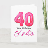 パーソナライズド40歳の誕生日数字バルーンカード カード (正面)