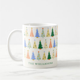 パーソナライズド かわいい クリスマスツリー 赤 緑 ボホー コーヒーマグカップ