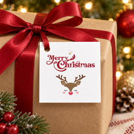 パーソナライズド かわいい トナカイ メリークリスマス フェイバータグ