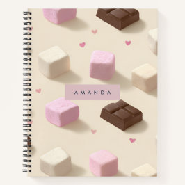 パーソナライズド かわいい パステルチョコレート＆マシュマロ ノートブック