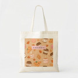 パーソナライズド もこもこ 秋 紅葉 かぼちゃパイ コーヒー トートバッグ