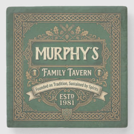 パーソナライズド アイリッシュパブ ファミリー居酒屋 ヴィンテージグリーン ストーンコースター