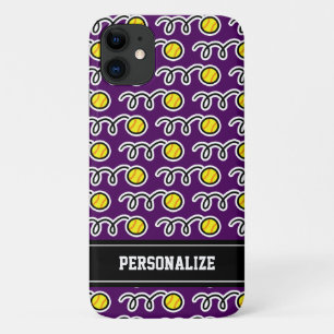 パーソナライズド イエロー ソフトボール スポーツ パターン 女子 iPhone 11 ケース