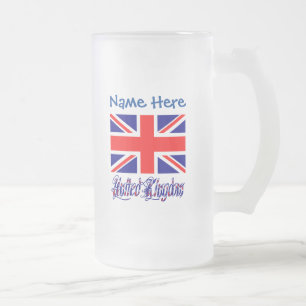 パーソナライズド イギリス 国旗 ヘリテージ フロストグラスビールジョッキ