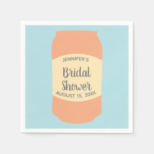 パーソナライズド ウェディング シャワー パーティー セルツァー ソーダ 缶 スタンダードカクテルナプキン (正面)