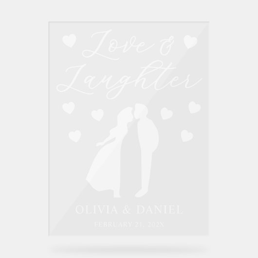 パーソナライズド ウェディング レセプション Love & Laughter アクリルサイン (正面)