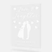 パーソナライズド ウェディング レセプション Love & Laughter アクリルサイン (傾斜)