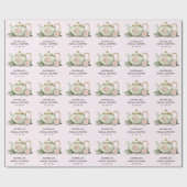 パーソナライズド ウォーターカラー ティーパーティー ブライダルシャワー ラッピングペーパー (フラット)