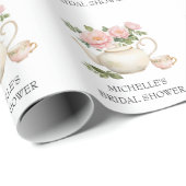 パーソナライズド ウォーターカラー ティーパーティー ブライダル シャワー ラッピングペーパー (ロールコーナー)