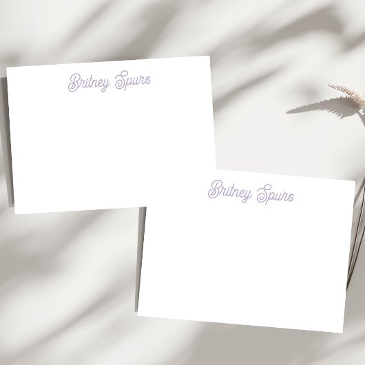 パーソナライズド エレガント ラベンダー パープル モノグラム 名前 ノートカード