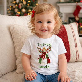 パーソナライズド エンジェル デザイン - かわいいパッチワーク スタイル ベビーTシャツ