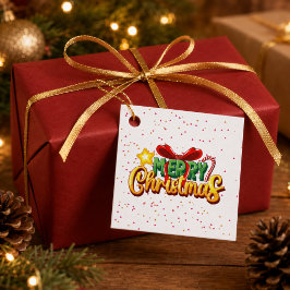 パーソナライズド カラフル メリークリスマス フェイバータグ