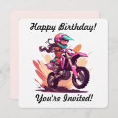 パーソナライズド ガール モトクロス 招待状 (正面/裏面)