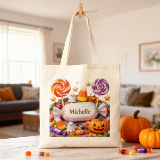 パーソナライズド キャンディーワンダーランド かわいいハロウィン トートバッグ