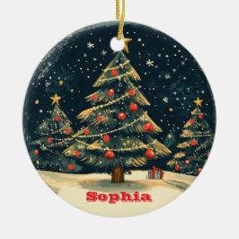 パーソナライズド クリスマスツリー ビンテージの懐かしさ セラミックオーナメント