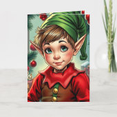 パーソナライズド クリスマス Whimsical Elf カード (正面)