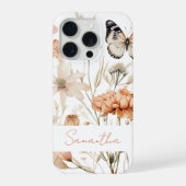 パーソナライズド コテージコア フラワーとバタフライ iPhoneケース (裏面)