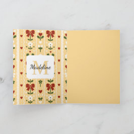 パーソナライズド コテージコア フラワーボウ ゴールド カード