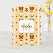 パーソナライズド コテージコア フラワーボウ ゴールド カード (黄色い花)