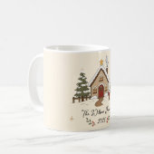 パーソナライズド コージー クリスマスコテージ コーヒーマグカップ (正面左)