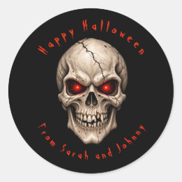 パーソナライズド ゴシック スカル ハッピーハロウィン ラウンドシール