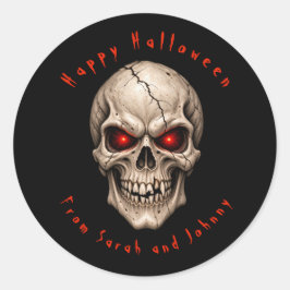 パーソナライズド ゴシック スカル ハッピーハロウィン ラウンドシール