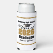パーソナライズド ゴールド 2026年卒業パーティー スリム缶クーラー (Seltzer正面)