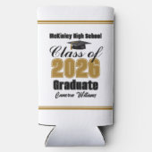 パーソナライズド ゴールド 2026年卒業パーティー スリム缶クーラー (裏面)