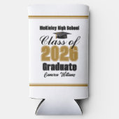 パーソナライズド ゴールド 2026年卒業パーティー スリム缶クーラー (正面)