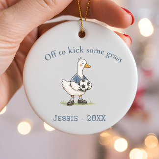 パーソナライズド サッカー クリスマス オーナメント Funny Goose