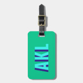 パーソナライズド シャドウ モノグラム 青 緑 ラゲッジタグ (正面縦)