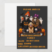 パーソナライズド スケルトン ハロウィン ステイスプーキー 招待状 (正面/裏面)