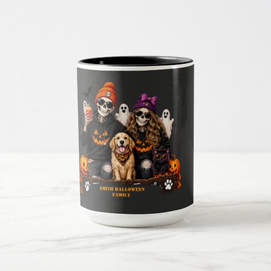 パーソナライズド スケルトン ハロウィーン ステイスプーキー マグカップ (中央)