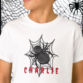 パーソナライズド・スパイダー&スパイダーウェブ・ハロウィーン・スプーキー Tシャツ