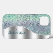 パーソナライズド スパークリー ダイヤモンド スネークスキン Case-Mate iPhoneケース (裏面 (横))