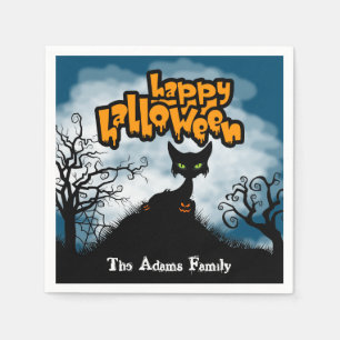 パーソナライズド スプーキー ハッピー ハロウィン パーティー スタンダードカクテルナプキン