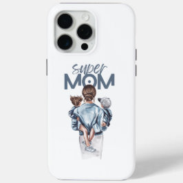 パーソナライズド スーパーママと息子と娘のギフト iPhone 15 PRO MAXケース