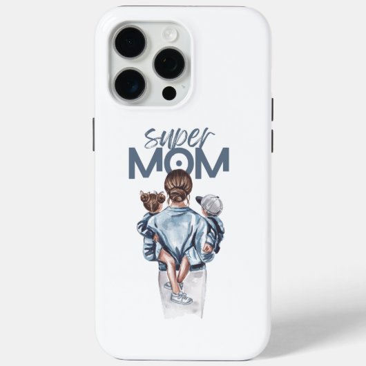 パーソナライズド スーパーママと息子と娘のギフト Case-Mate iPhoneケース (裏面)