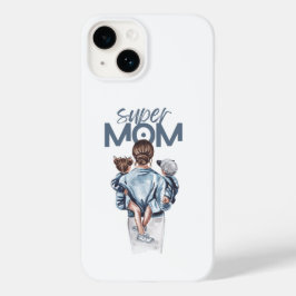 パーソナライズド スーパーママと息子と娘のギフト Case-Mate iPhone 14ケース