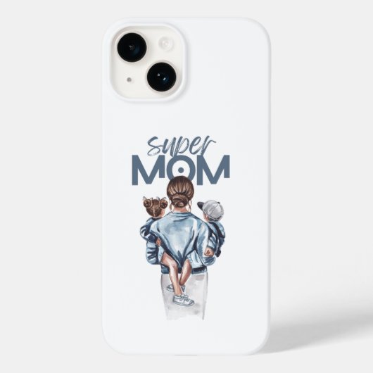 パーソナライズド スーパーママと息子と娘のギフト Case-Mate iPhoneケース (裏面)
