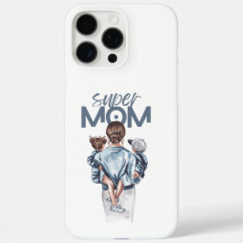 パーソナライズド スーパーママと息子と娘のギフト iPhone 16 PRO MAXケース