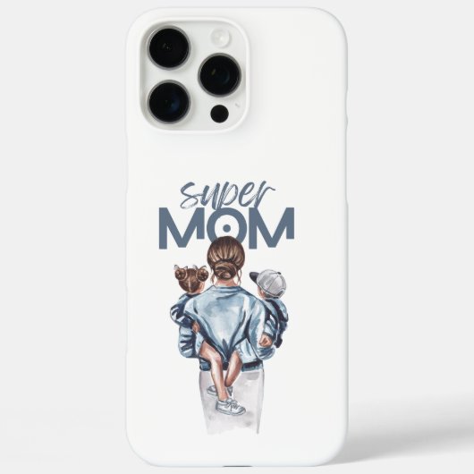 パーソナライズド スーパーママと息子と娘のギフト Case-Mate iPhoneケース (裏面)