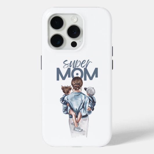 パーソナライズド スーパーママと息子と娘のギフト Case-Mate iPhoneケース (裏面)
