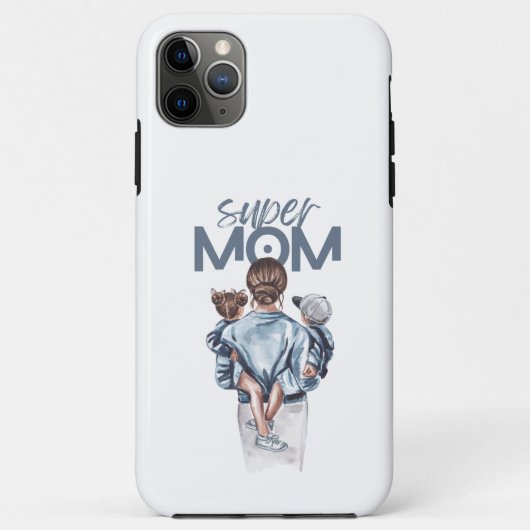 パーソナライズド スーパーママと息子と娘のギフト Case-Mate iPhoneケース (裏面)