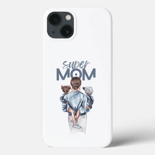 パーソナライズド スーパーママと息子と娘のギフト Case-Mate iPhoneケース (裏面)