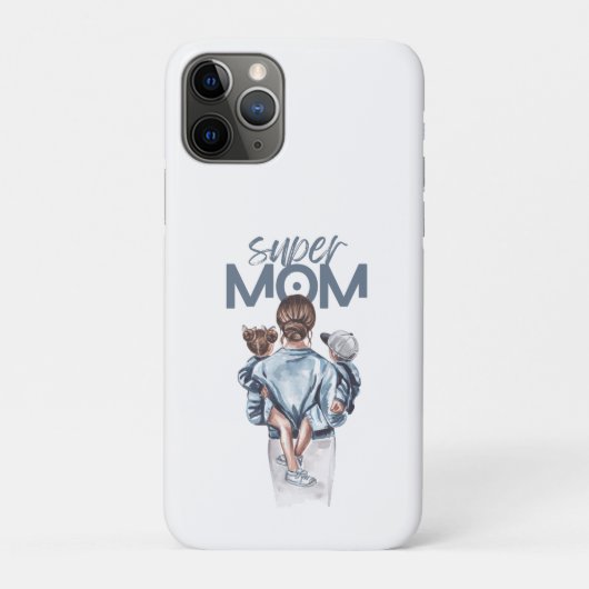 パーソナライズド スーパーママと息子と娘のギフト Case-Mate iPhoneケース (裏)